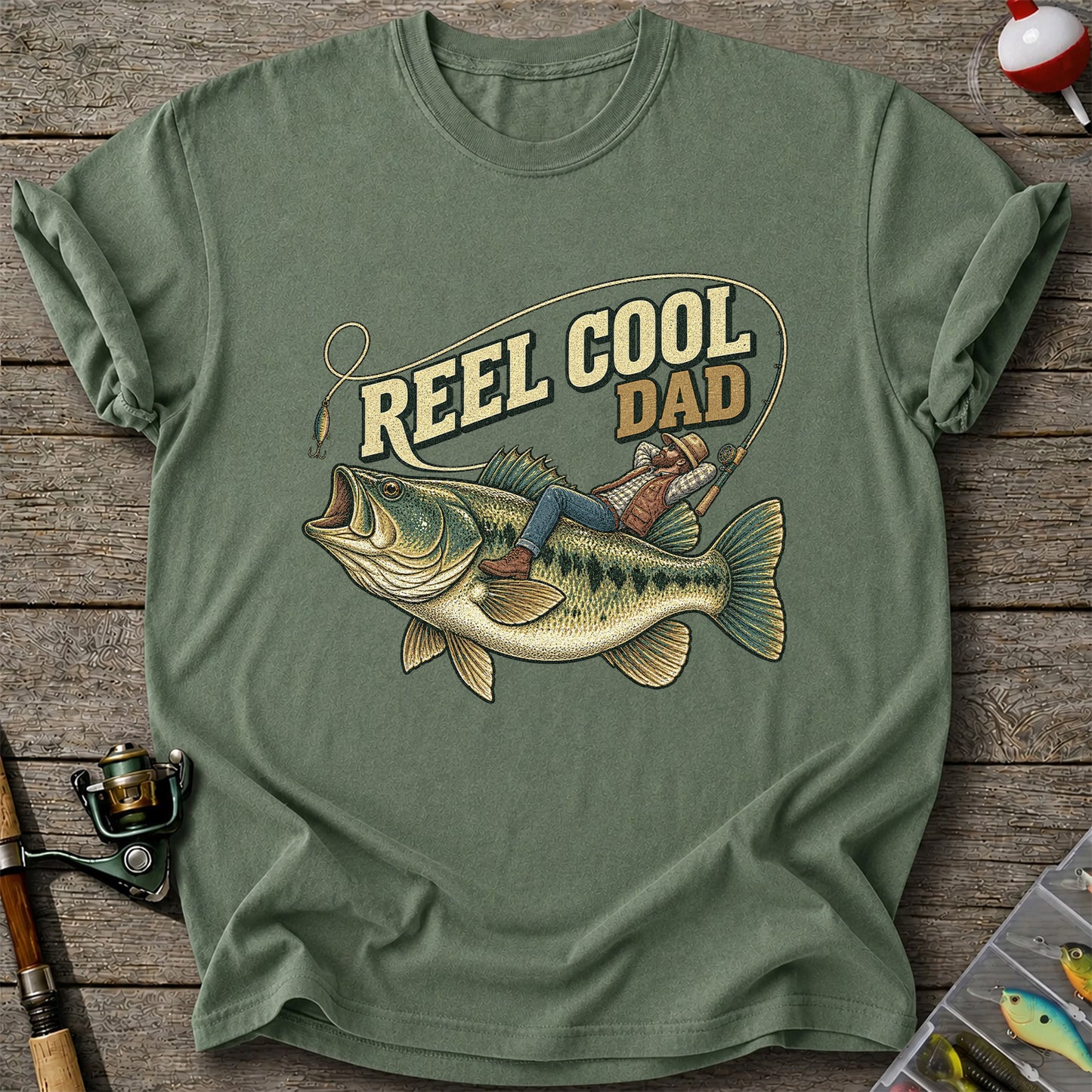 Reel Cool Dad Bass Fishing Father's Day T-Shirt