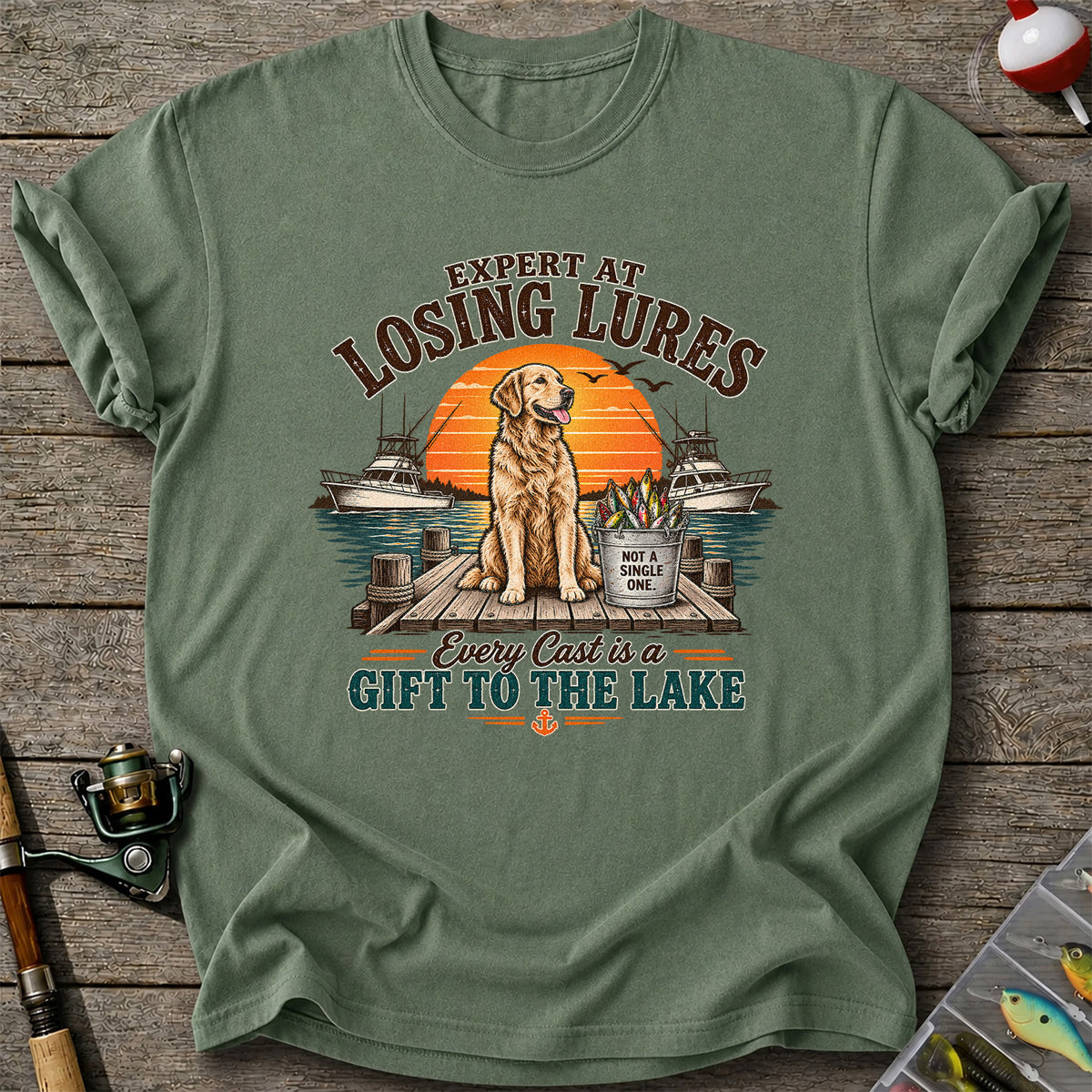 Expert at Losing Lures Golden Retriever Funny Fishing T-Shirt