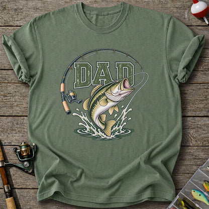 Dad Bass Fishing Rod and Reel Graphic T-Shirt
