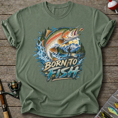 Born to Fish Rainbow Trout Fly Fishing Graphic T-Shirt