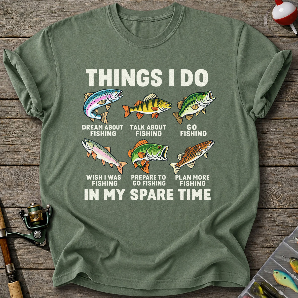 Colorful Fish Fishing Hobby Graphic T-Shirt