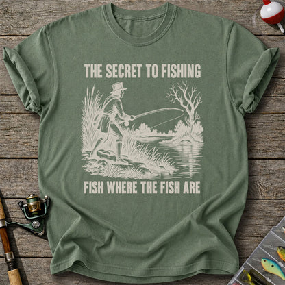 The Secret to Fishing Fish Where the Fish Are Graphic T-Shirt