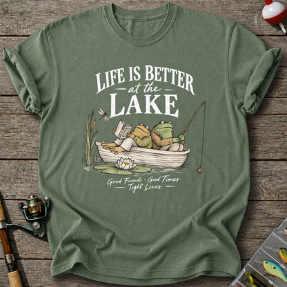 Life Is Better at the Lake Frog Fishing Graphic T-Shirt