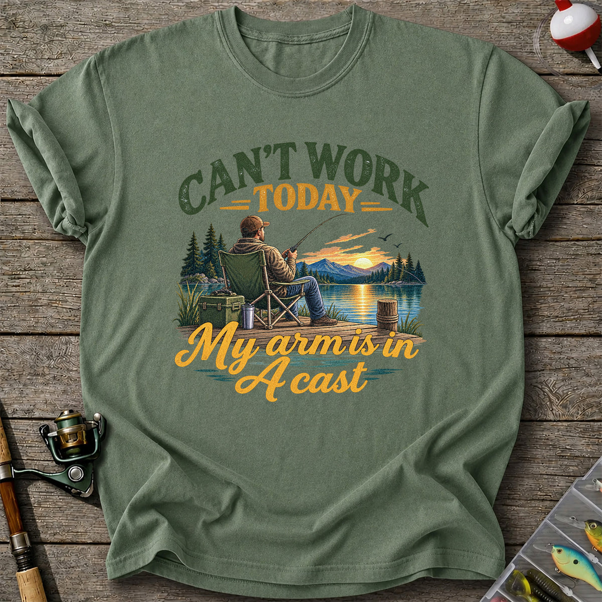 Can't Work Today My Arm Is in a Cast Fishing T-Shirt