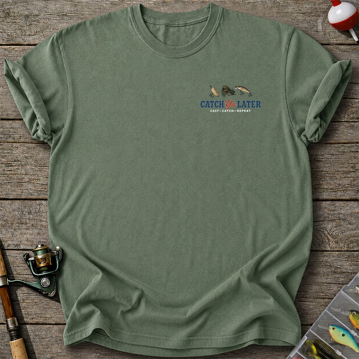 Catch Ya Later Cast Catch Repeat Minimalist Fishing T-Shirt