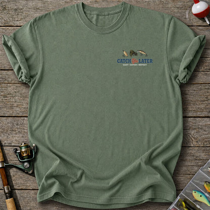 Catch Ya Later Cast Catch Repeat Minimalist Fishing T-Shirt