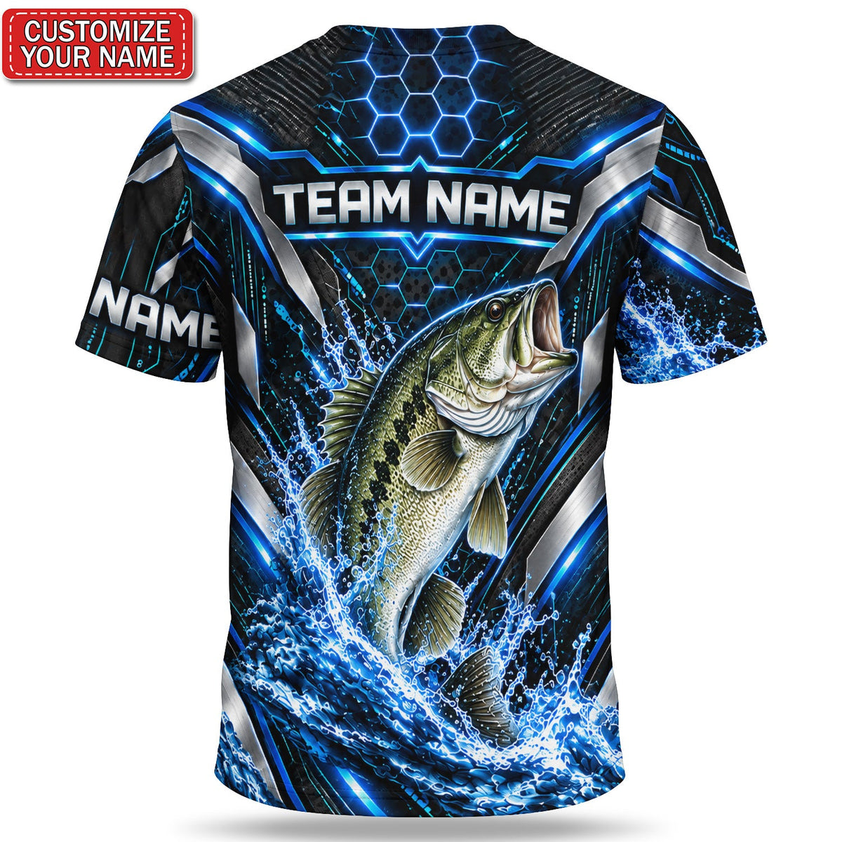 Personalized Largemouth Bass Fishing Graphic T-Shirt