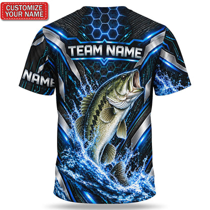 Personalized Largemouth Bass Fishing Graphic T-Shirt