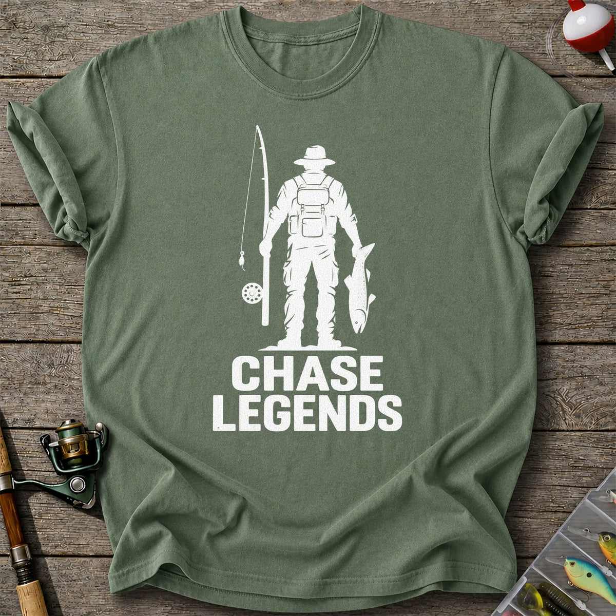 Chase Legends Fly Fishing Angler Silhouette Graphic T-Shirt
