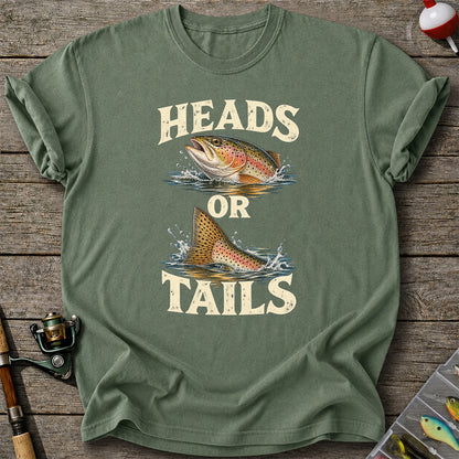 Rainbow Trout Heads or Tails Fishing Graphic T-Shirt