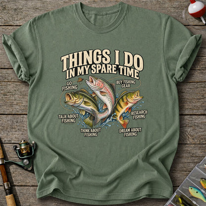 Things I Do in My Spare Time Bass, Rainbow Trout and Perch Fishing T-Shirt
