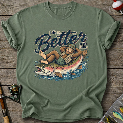 Life Is Better at the Lake Rainbow Trout Fishing Graphic T-Shirt