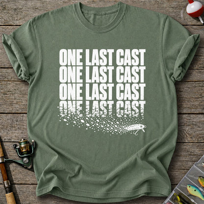 One Last Cast Repeating Fishing Lure Graphic T-Shirt