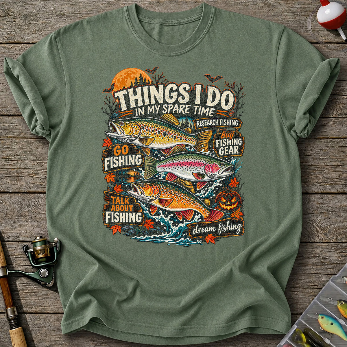Things I Do in My Spare Time Halloween Trout Fishing T-Shirt