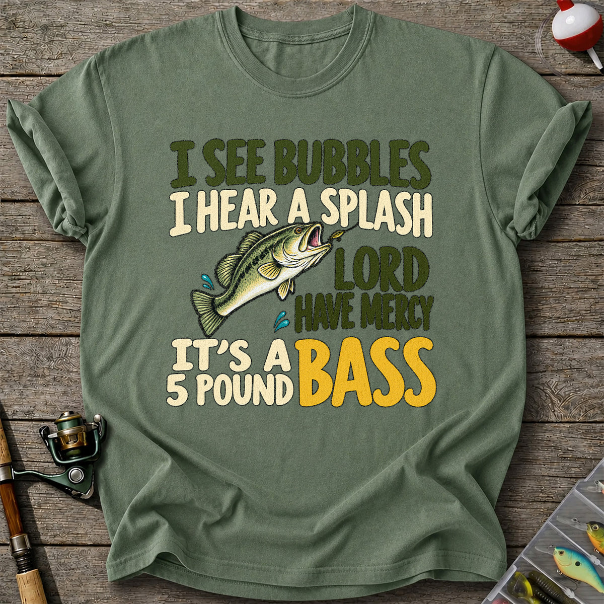 Five Pound Bass Fishing Humor Graphic T-Shirt