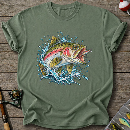 Rainbow Trout Striking a Fishing Lure Graphic T-Shirt