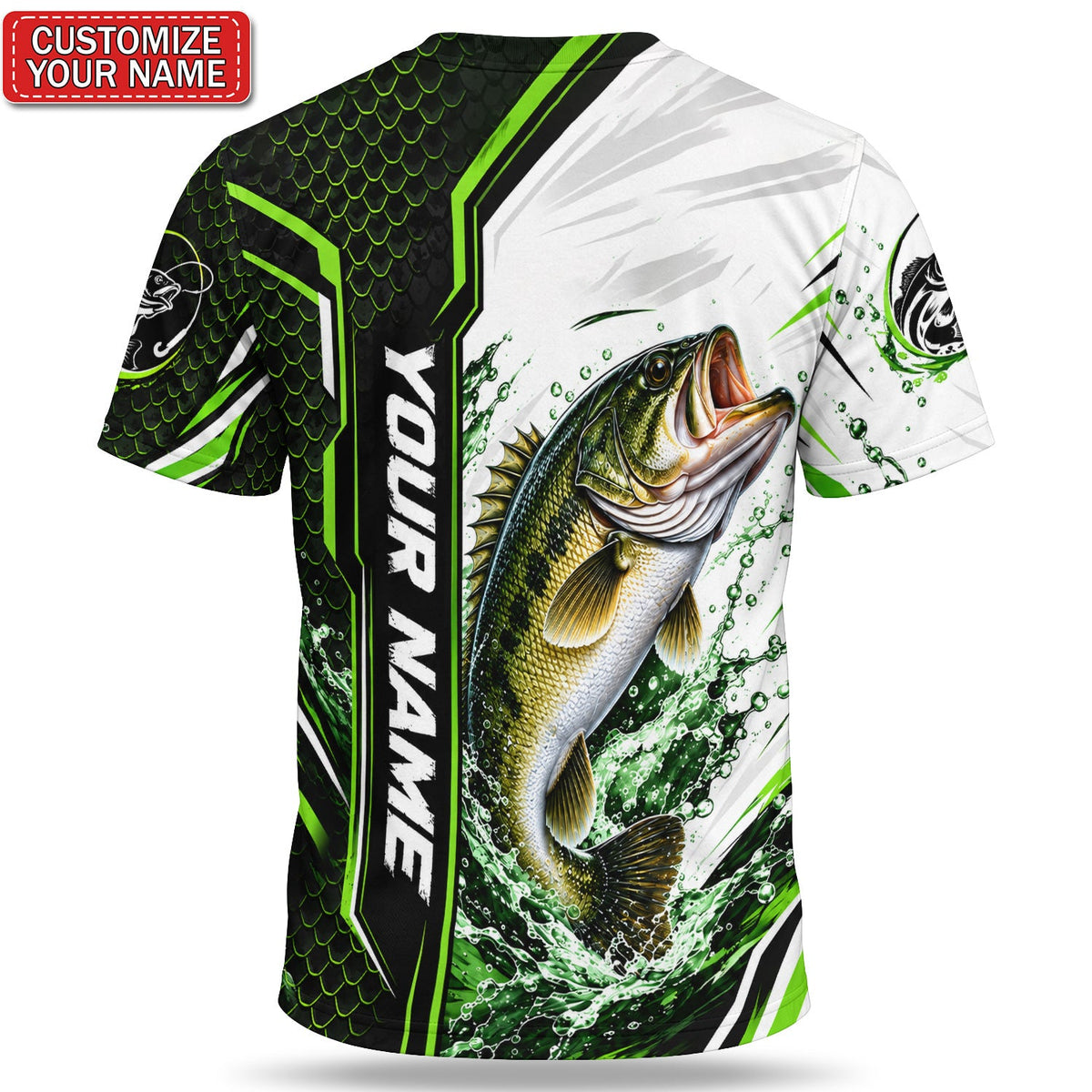 Personalized Largemouth Bass Fishing Graphic T-Shirt