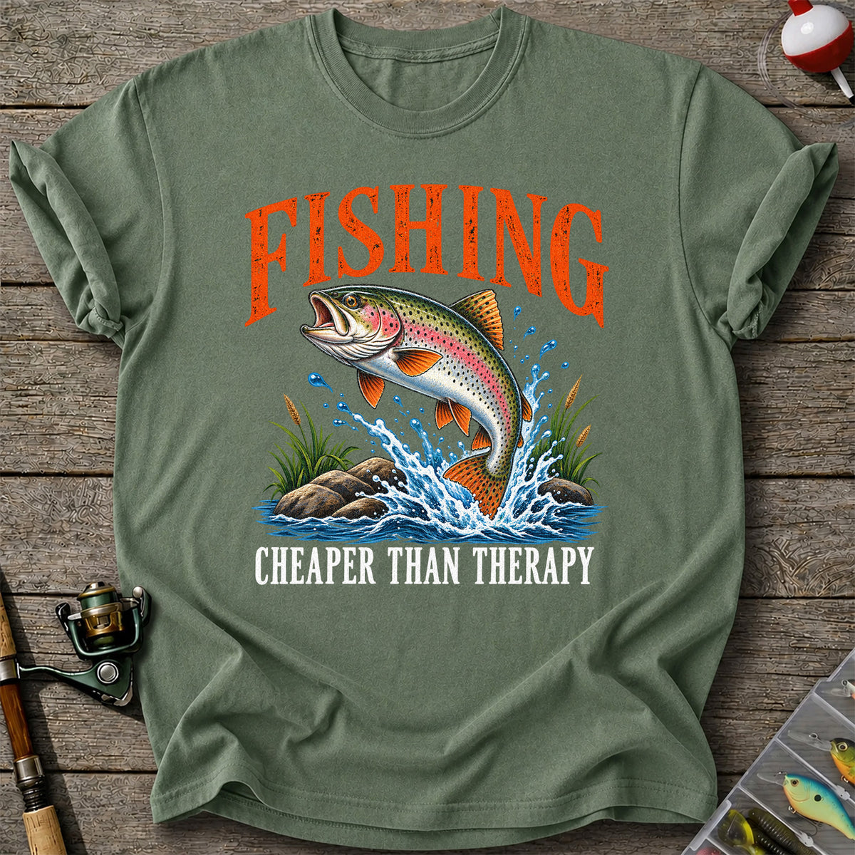 Fishing Cheaper Than Therapy Rainbow Trout Funny T-Shirt