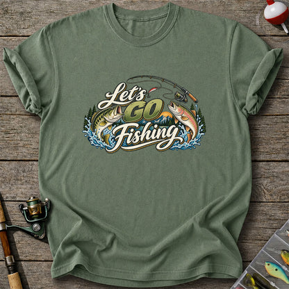 Let's Go Fishing Bass and Rainbow Trout Graphic T-Shirt