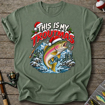 This Is My Troutmas Rainbow Trout Christmas Fishing T-Shirt