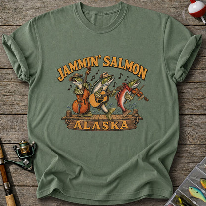 Jammin’ Salmon Alaska Fishing Band Graphic T-Shirt