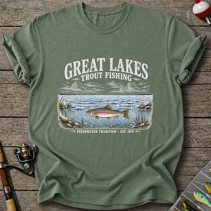 Great Lakes Trout Fishing Freshwater Tradition Est. 1978 Graphic T-Shirt