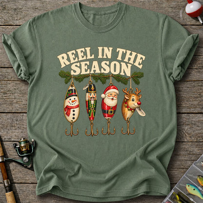 Reel in the Season Christmas Fishing Lures Graphic T-Shirt