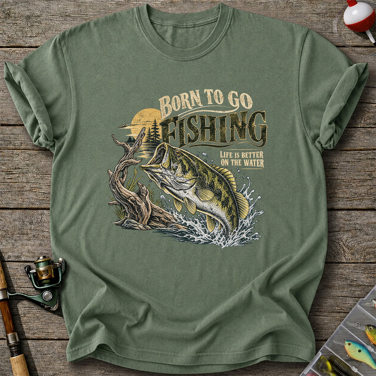 Born to Go Fishing Largemouth Bass Graphic T-Shirt