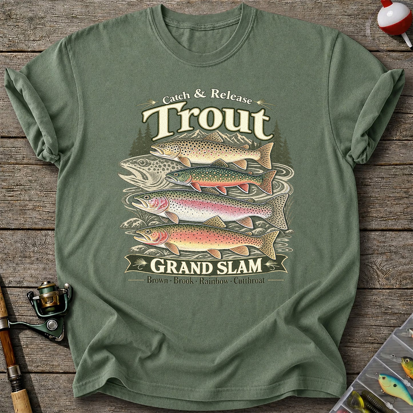 Catch and Release Trout Grand Slam Fishing Graphic T-Shirt