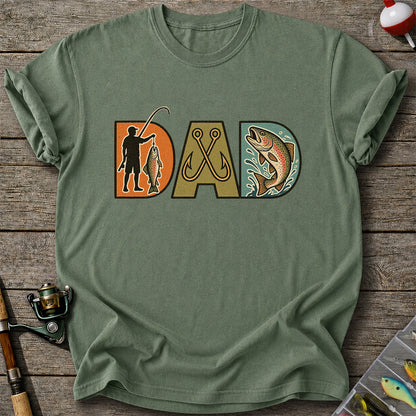 DAD Rainbow Trout and Fishing Hooks Vintage Graphic T-Shirt