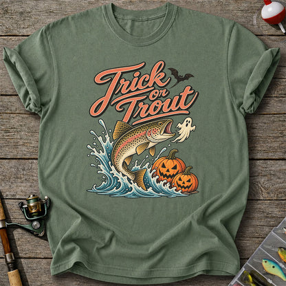 Trick or Trout Halloween Trout Fishing Graphic T-Shirt