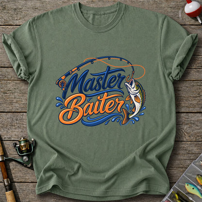 Master Baiter Funny Fishing Rod and Jumping Fish T-Shirt
