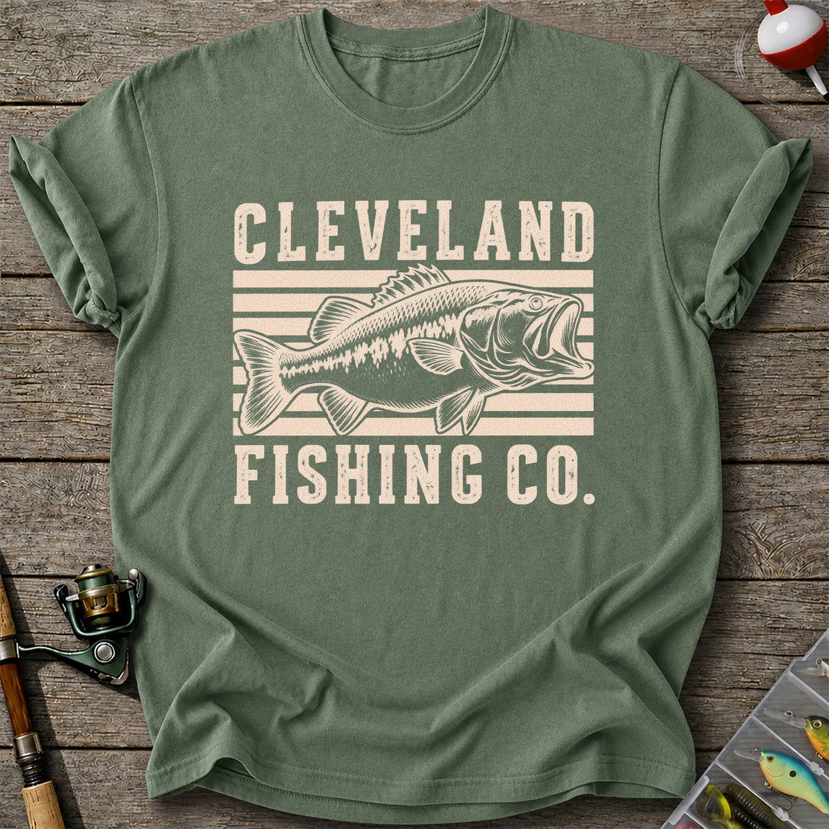 Cleveland Fishing Co Bass Fishing Graphic T-Shirt