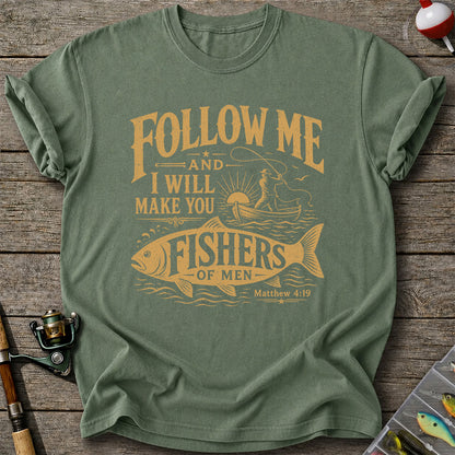 Follow Me and I Will Make You Fishers of Men Matthew 4:19 Christian Fishing T-Shirt