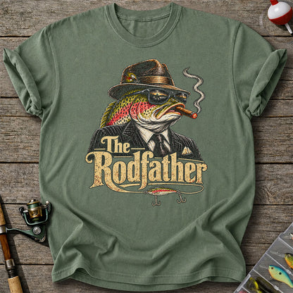 The Rodfather Rainbow Trout Gangster Funny Fishing T-Shirt