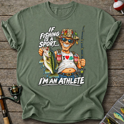 If Fishing Is a Sport I'm an Athlete Funny Bass Angler T-Shirt