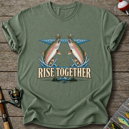 Rise Together Rainbow Trout Fly Fishing Graphic T-Shirt