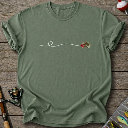 Festive Fly Fishing Lure and Line Graphic T-Shirt