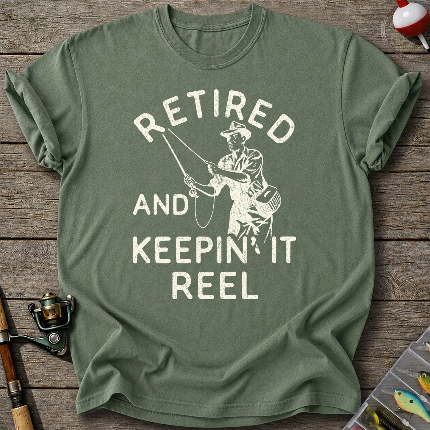 Retired And Keepin It Reel T-Shirt Fishing Retirement Gift for Fisherman