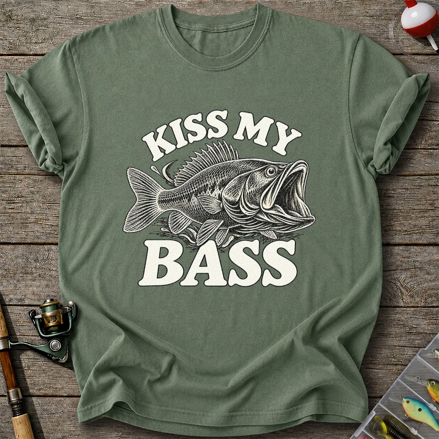 Kiss My Bass Vintage Fish Funny Fishing T-Shirt