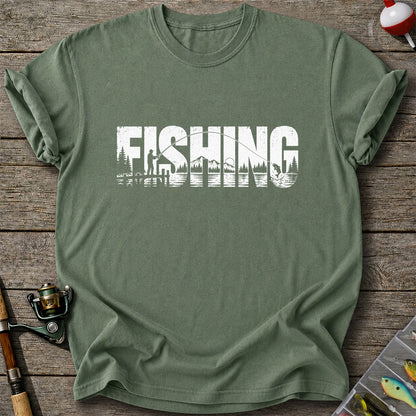 Fishing Lake Angler Vintage Graphic T-Shirt