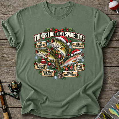 Things I Do in My Spare Time Christmas Bass and Trout Fishing T-Shirt