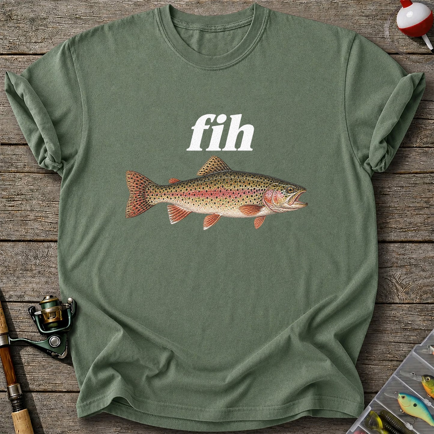 Fih Rainbow Trout Minimalist Fishing Graphic T-Shirt
