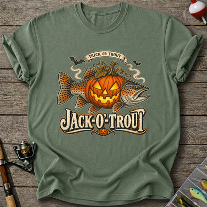 Jack-O'-Trout Trick or Trout Halloween Fishing T-Shirt