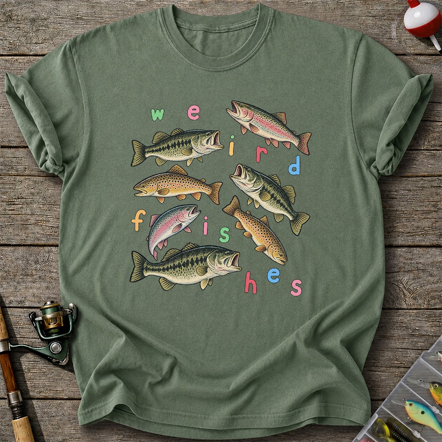 Weird Fishes Bass and Trout Fishing Graphic T-Shirt
