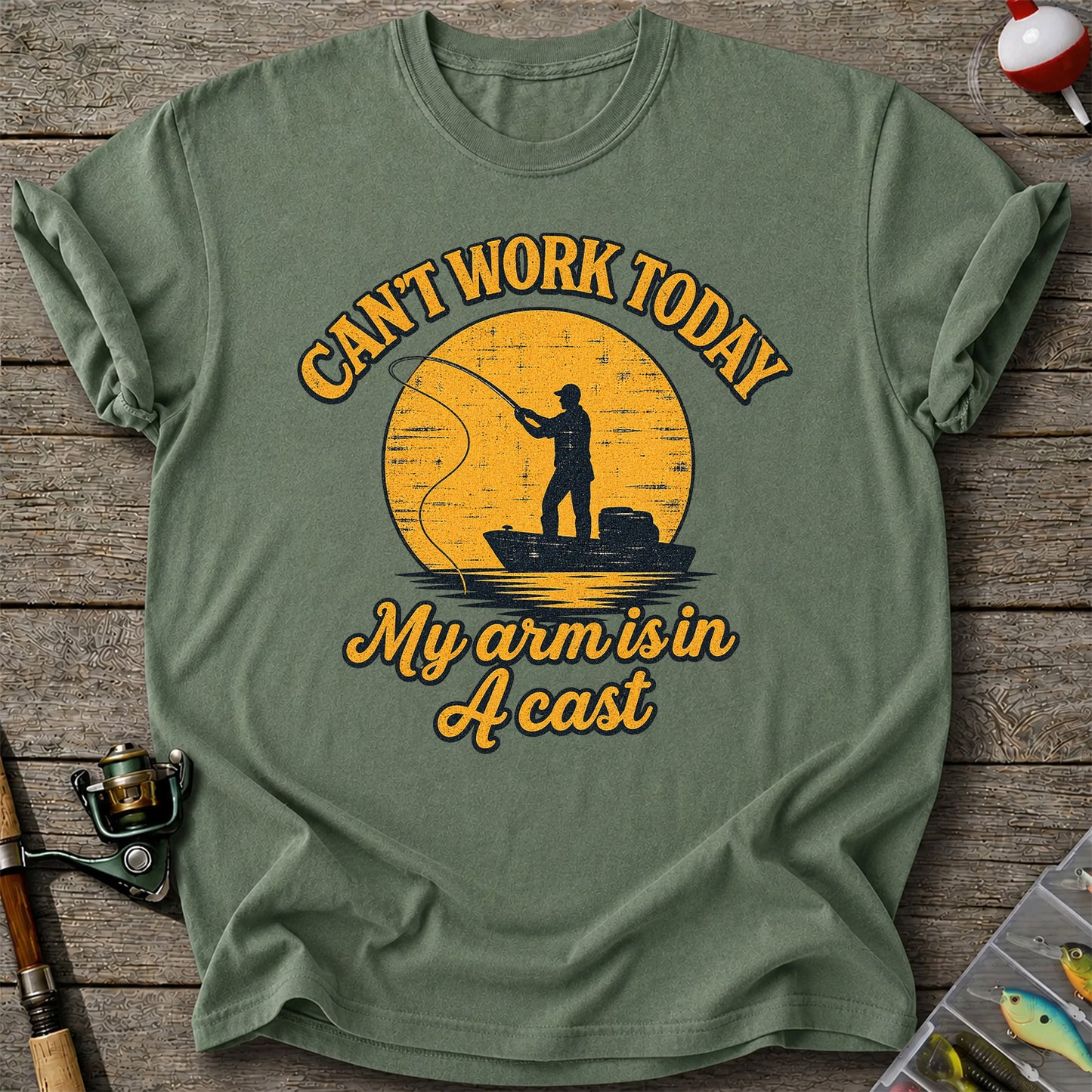 Can't Work Today My Arm Is in a Cast Funny Fishing T-Shirt