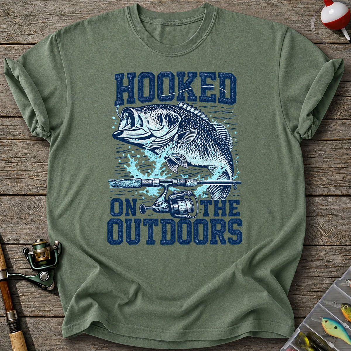 Hooked on the Outdoors Bass Fishing Graphic T-Shirt