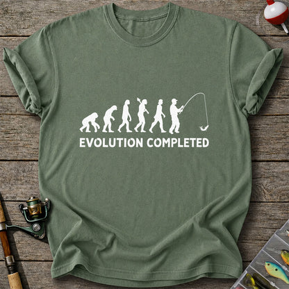 Evolution Completed Angler Silhouette Funny Fishing T-Shirt