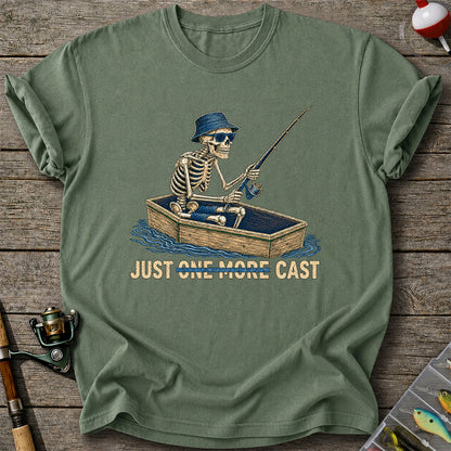 Just One More Cast Skeleton Fishing Boat Graphic T-Shirt