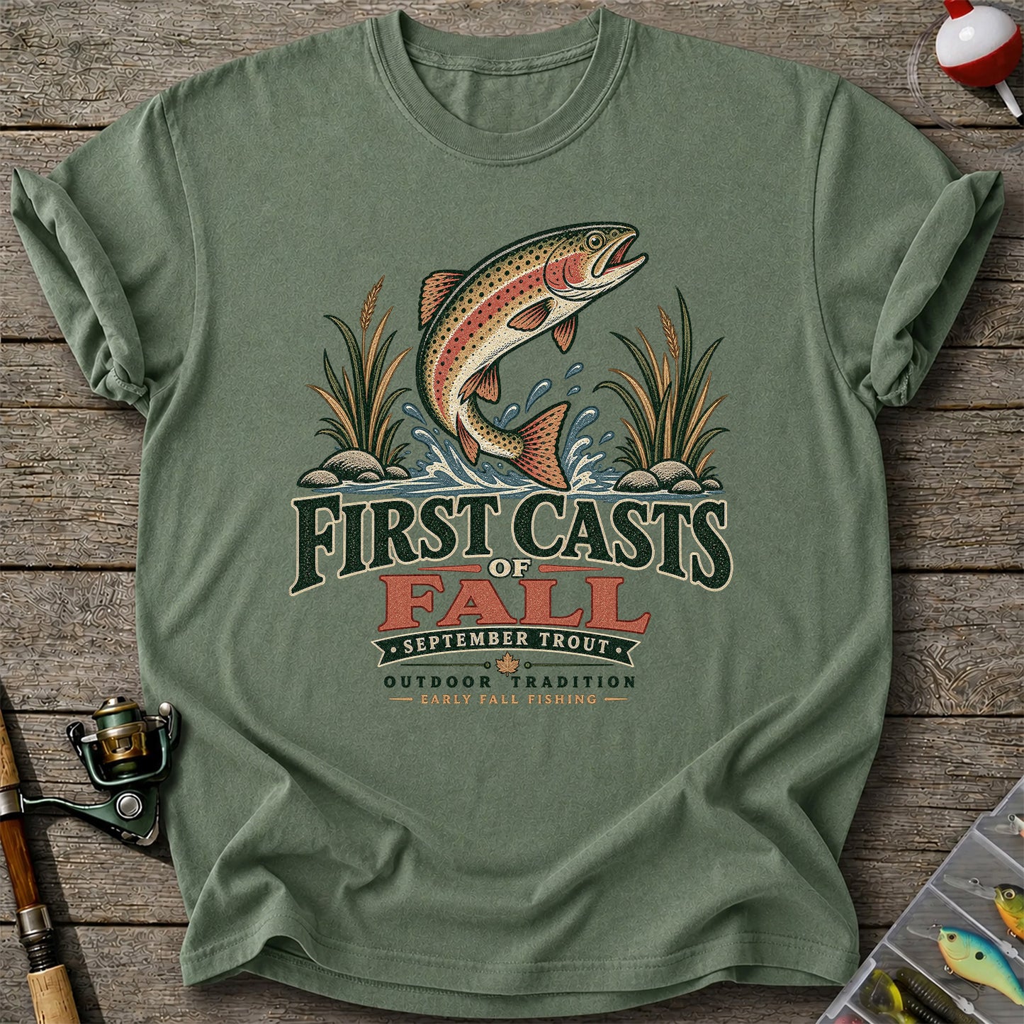 First Casts of Fall September Trout Fishing Graphic T-Shirt